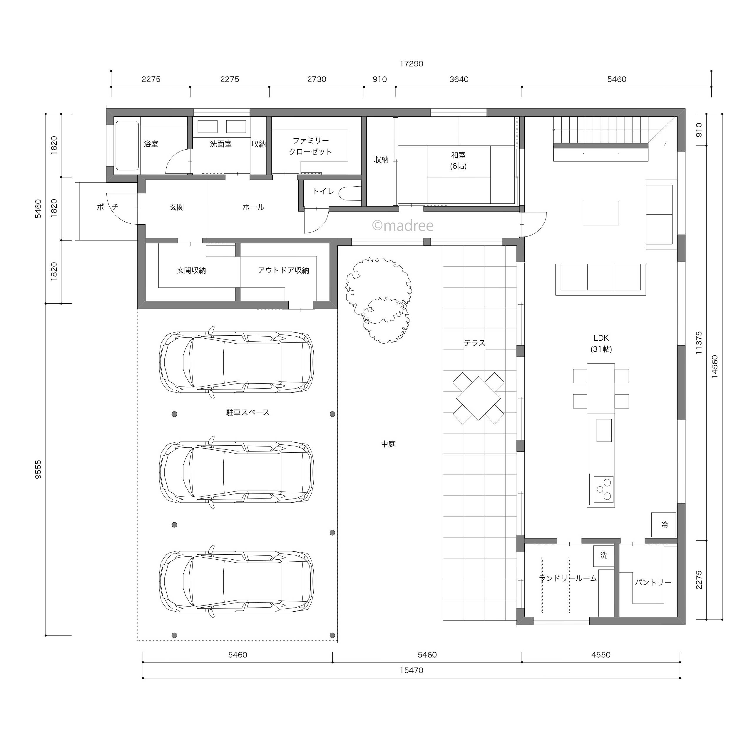 間取り1002階建 50?60坪 北玄関プラン注文住宅の一戸建て 楽住-rakunism