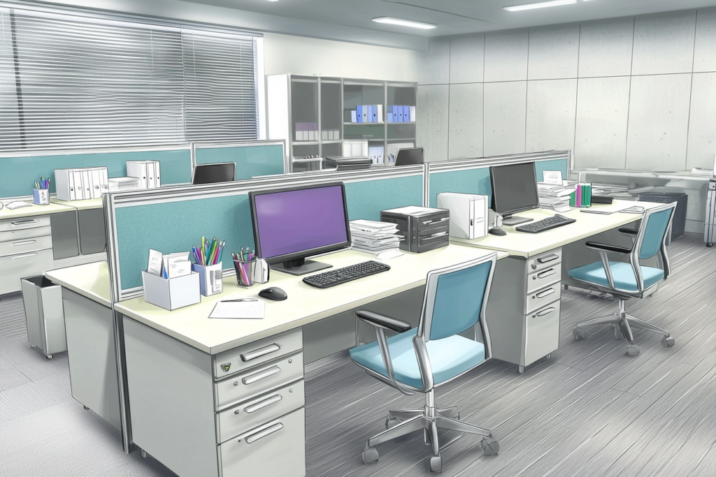 AIイラストフリー背景素材 オフィスのイラスト素材集 AI生成作品- ゴリラの素材屋さんのマンガAIartフリー素材著作権フリー- pixiv