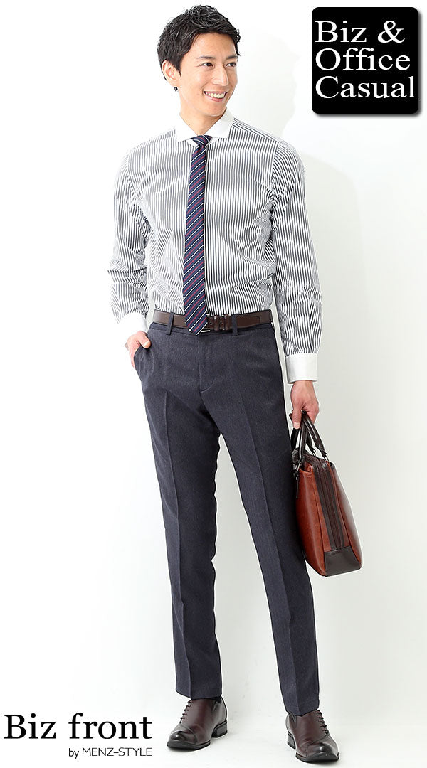 Horizontal ブロードネイビーストライプ スリムフィット CAMICIANISTA カミチャニスタ ドレスシャツ・ワイシャツの通販