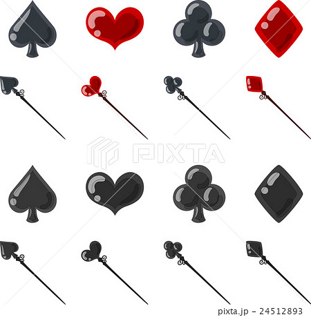 ベクターでモノクロのトランプの線画アイコンセット259655663- イメージマート