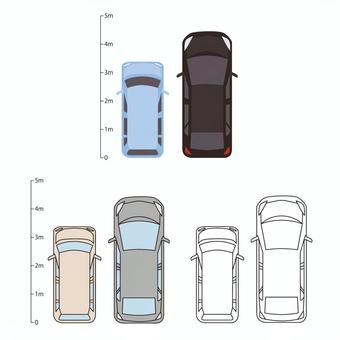 自動車 車 上面 シルエット コンパクトカー：イラスト無料