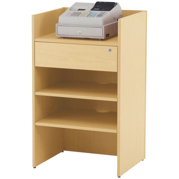 木製ショーケース_レジカウンター_レジ台__幅150×奥行45×高さ90_ホワイト＋ニス仕上げ_UN806WH