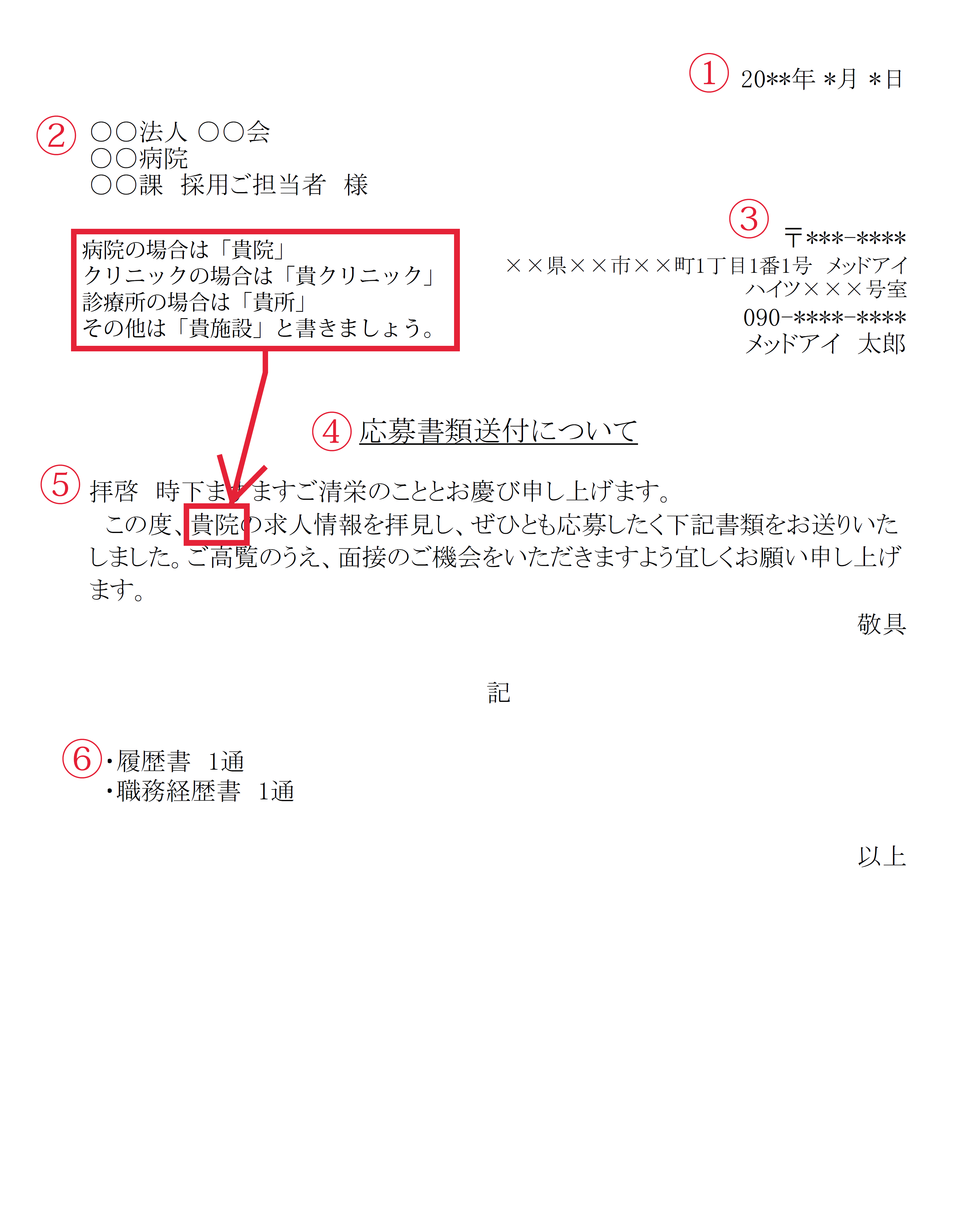 医師 履歴書用送付状の書き方と送付方法テンプレート