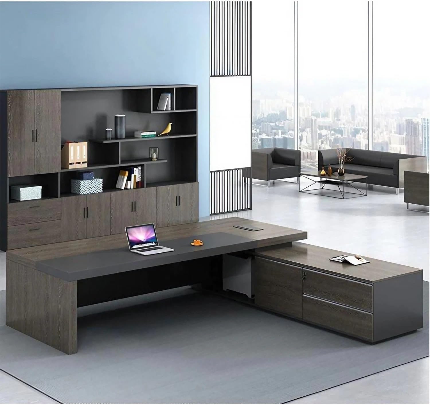 オフィスデスク エグゼクティブデスク セラミック天板 社長デスク 役員デスク おしゃれ L字 社長机 幅120-200cm 事務用デスク -ショッピング・ショップ通販検索