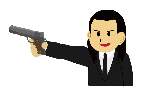 銃を横向きにするギャング のフォト