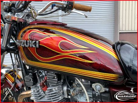 エイプ50実働 族車全赤塗装 バイク塗装 カスタムペイント ：自動車板金塗装 バンパ