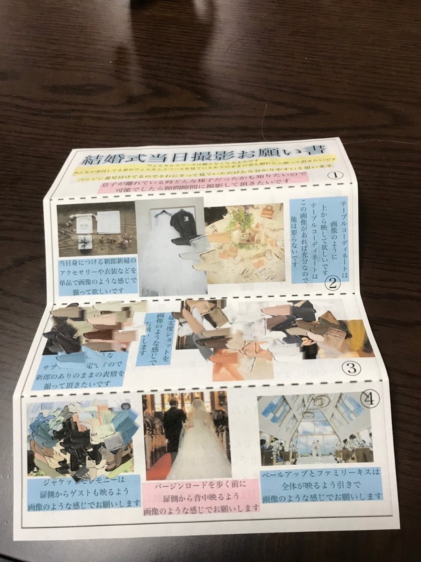 結婚式 撮影指示書 テンプレート