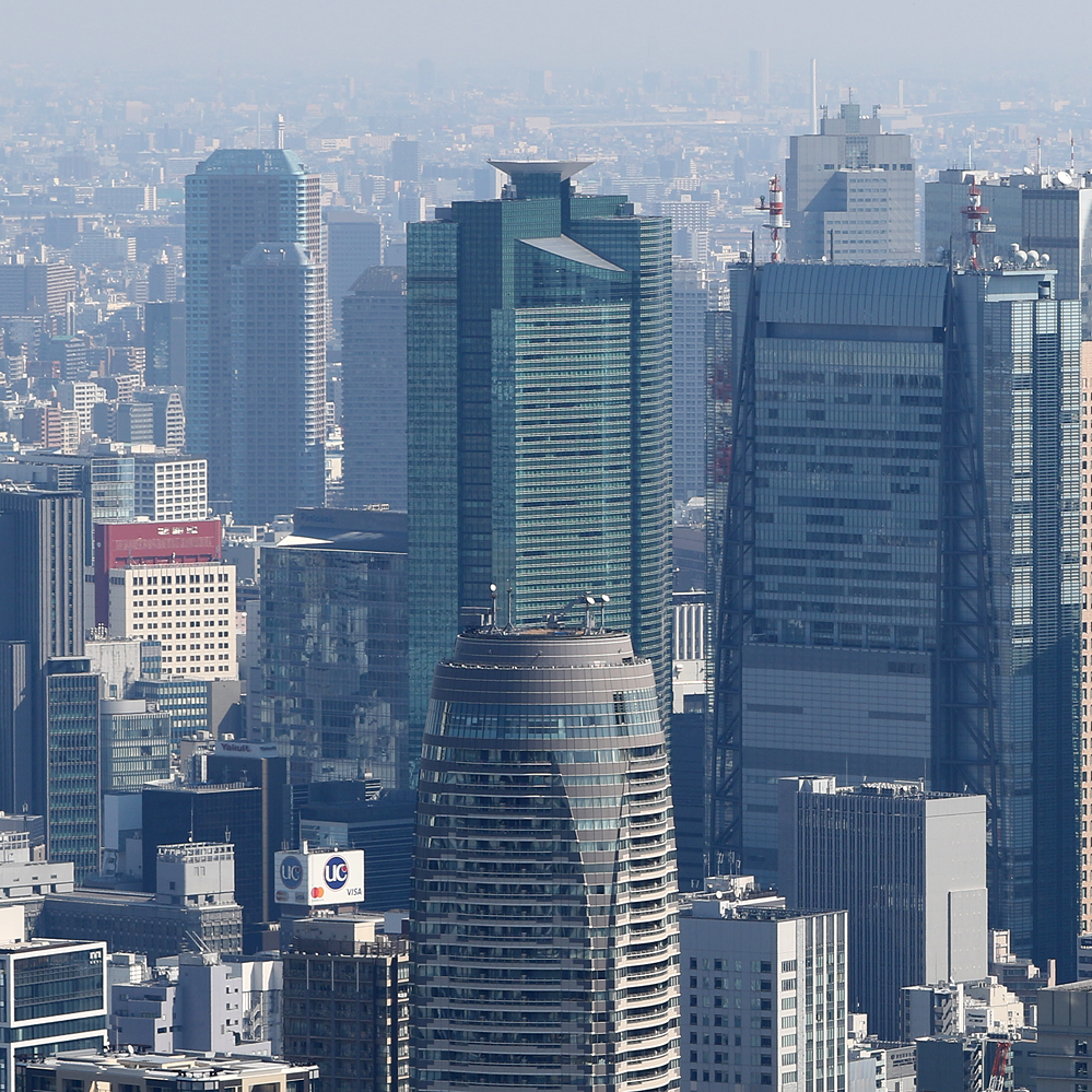 本社移転や売却報道が続く汐留の超高層ビル群と秋葉原で建設中の日通新本社ビルの空撮 : 超高層マンション・超高層ビル