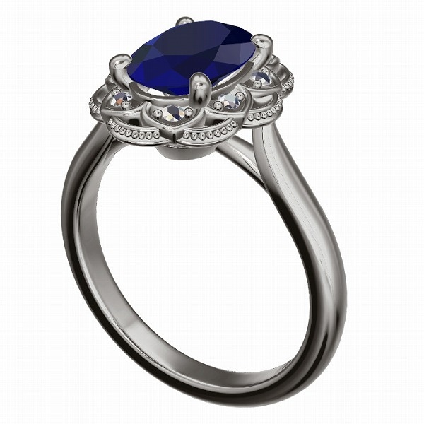 プラチナ 取り巻きリング アクアマリンサンタマリア婚約指輪 アンティーク -PLEJOUR ギフトモール店 - プレゼント＆ギフトのギフトモール