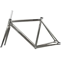 700C 固定ギア バイクフレームセット 49CM 52CM 55CM 58CM アルミ合金 レーシングトラックバイクフレーム C ブレーキバイク フレーム クイックリリースフレーム 100 120mm QR ローズゴールド、58cmスポーツ＆アウトドア自転車パーツ