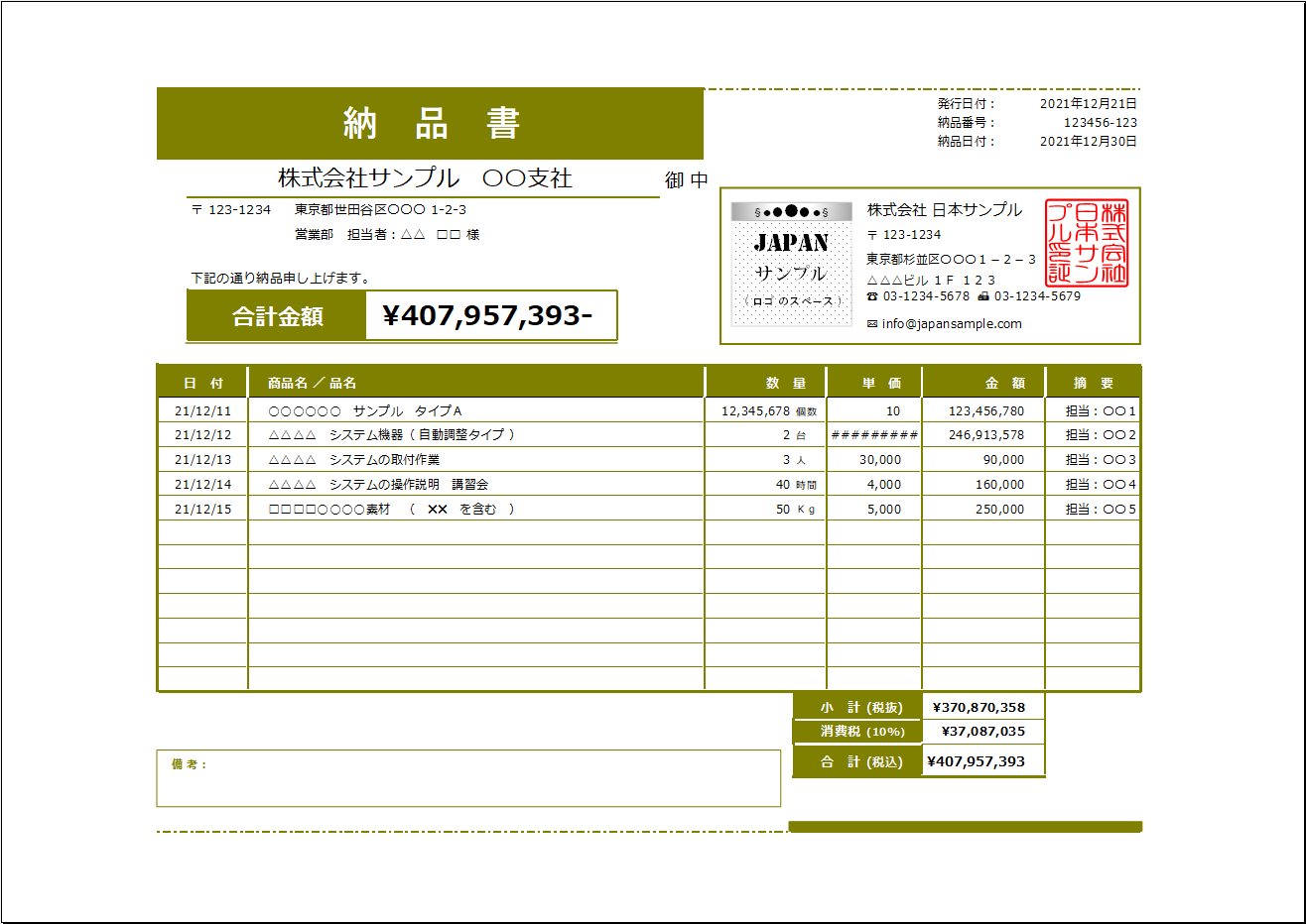 インボイス 適格請求書 対応の納品書 - 大阪の伝票印刷伝票プリントどっとこむ