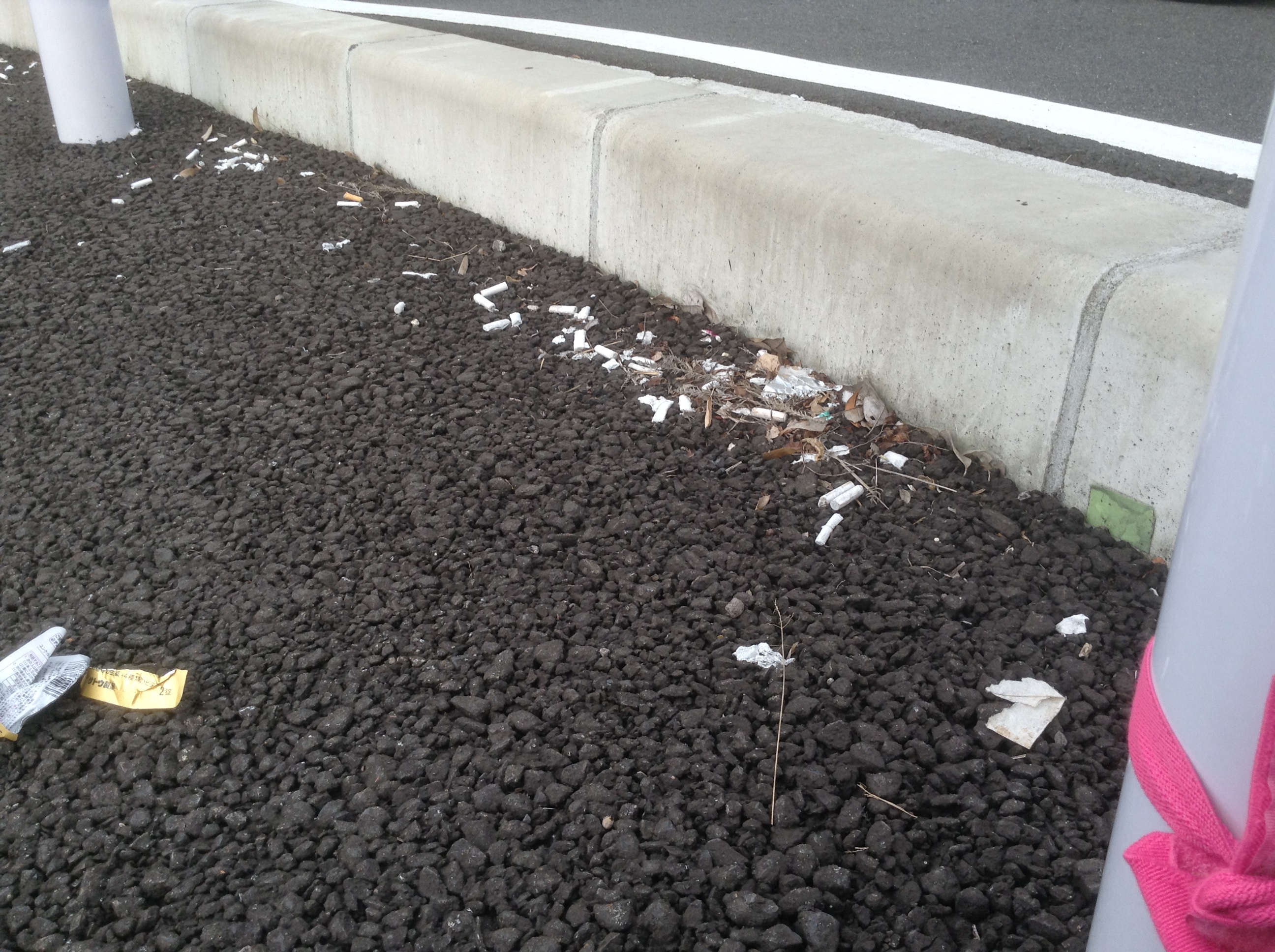 ポイ捨て厳禁」の看板前に散らばるごみ - 名駅経済新聞