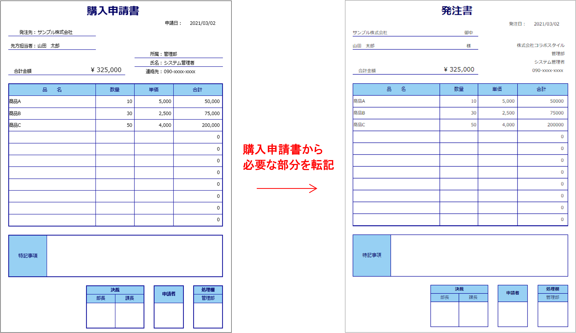 承認、確認の印を押す回覧用の枠のゴム印 日付記入欄付き2～8マス