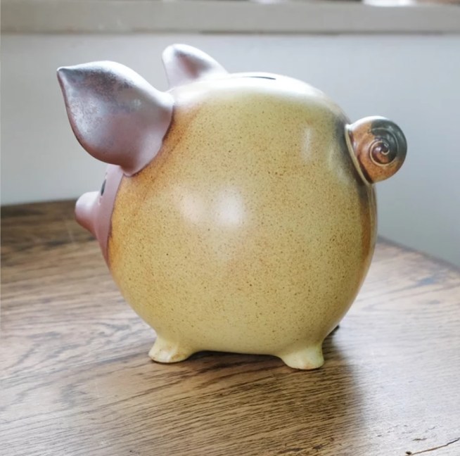 陶器・招福進宝・金豚貯金箱 7インチ神戸南京町ミズ倶楽部センタ