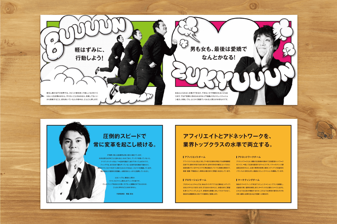 おもしろい型抜き小型パンフレットをご紹介