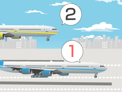 羽田空港・空港のイメージ・着陸態勢の飛行機と、駐機場の飛行機の尾翼・東京都大田区 2 の写真素材94162792- PIXTA