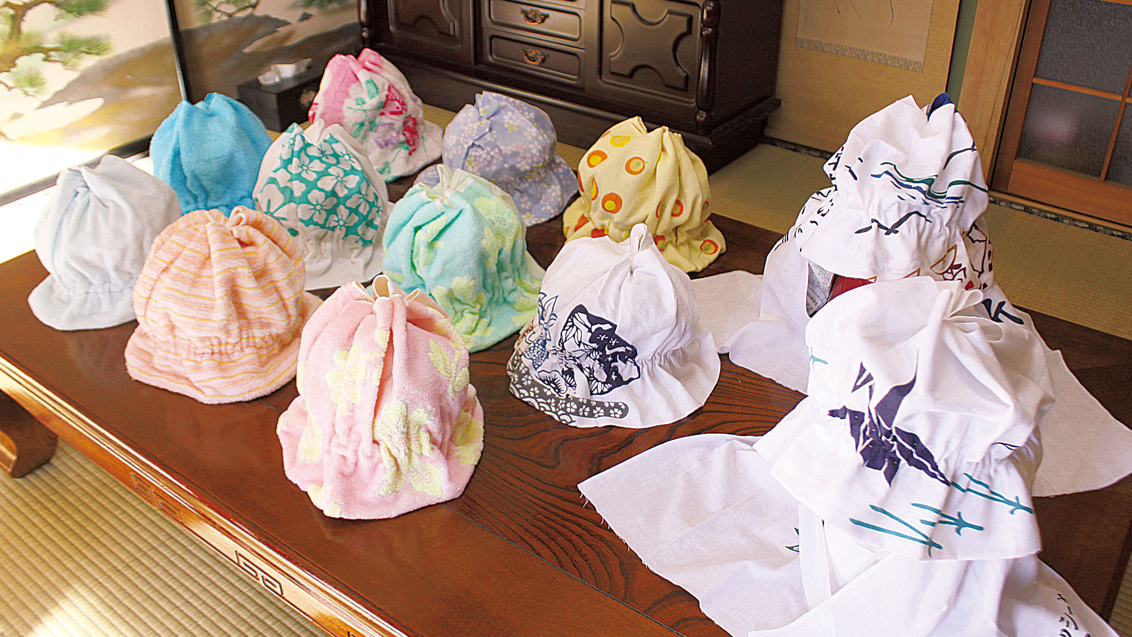 手作り 紙草 空頂ハット 女性用 夏帽子T手作り 手ぬぐい帽子 農作業 作り方