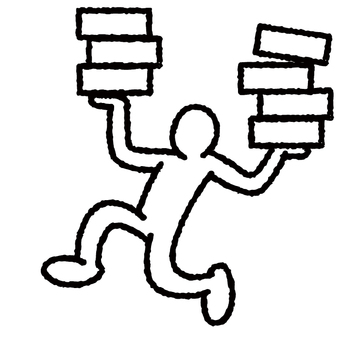 台車で荷物を運ぶ棒人間：イラスト無料