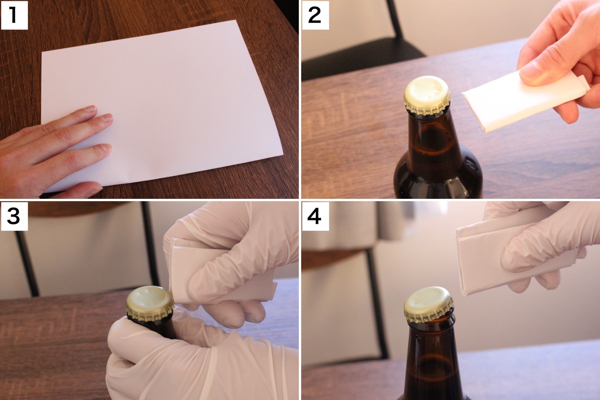ビール瓶の蓋を栓抜き使わずにプルタブと割り箸で開ける方法