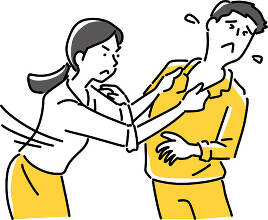 男性の胸ぐらを掴む女性 イラスト素材7496224- フォトライブラリ