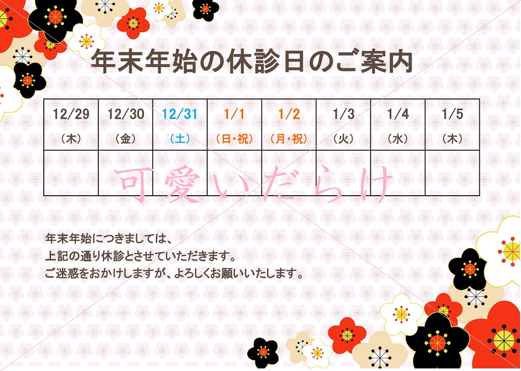 病院イラスト付き休診日のお知らせフレーム：イラスト無料