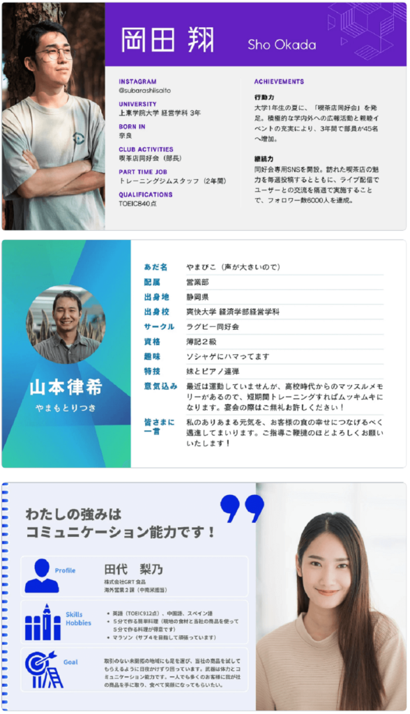 A4サイズのプロフィールシートdugue-shop