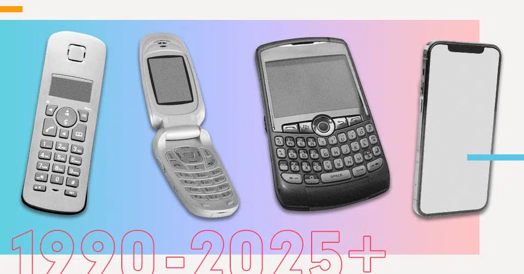 携帯電話の進化、歴史規模と経済グラフでのフラット スタイルのベクトル概念。電話通信の経過。のイラスト素材・ベクター Image 72395085