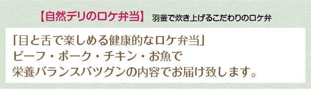 東京千葉のロケ弁配達。スタッフが満足するお弁当は自然-ZINENデリ