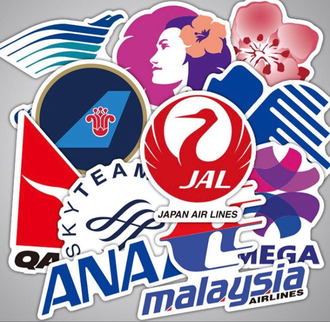 ステッカー 航空会社 ロゴ 50枚 飛行機 エアライン 旅行 JAL ANAYahoo!フリマ 旧PayPayフリマ