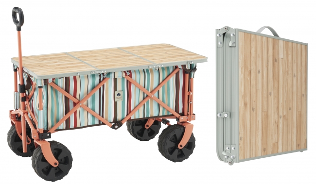 8月28日 木 発売！ロゴスからベンチとキャリーを一体化した多機能キャリーカート「チェアFor2キャリーカート」が明日から発売です！荷物を運び終えたら背もたれ付きのベンチに早変わり。 ワゴンは長尺物も積載できるように変形可能！ タイヤも太く悪路にも対応でき