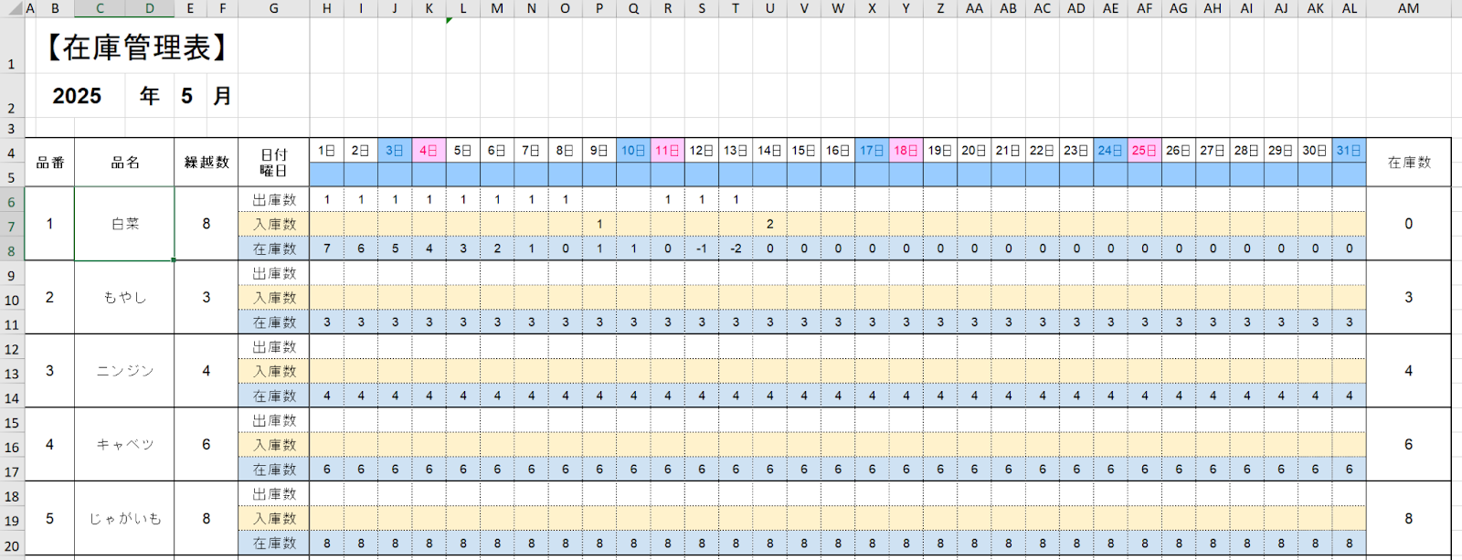 在庫管理表bizocean ビズオーシャン