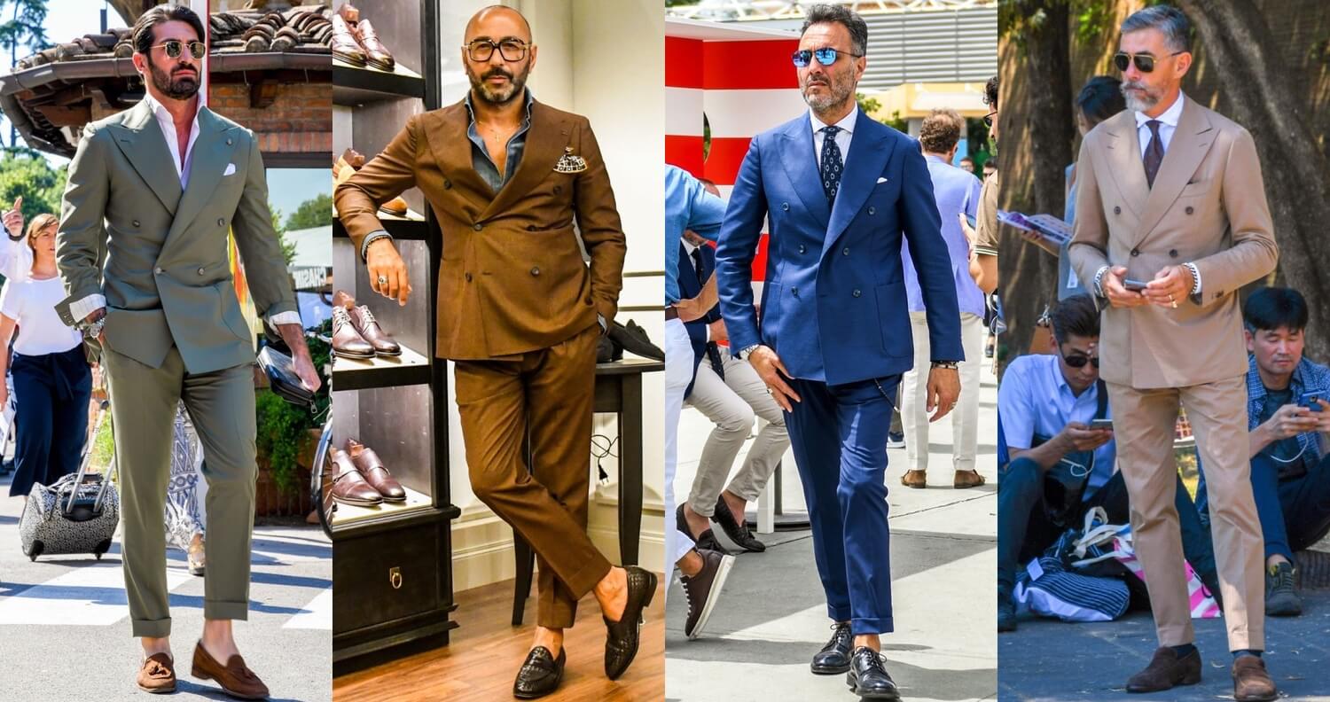 グレージュのダブルスーツオーダースーツは完全国内縫製のHANABISHI ハナビシ