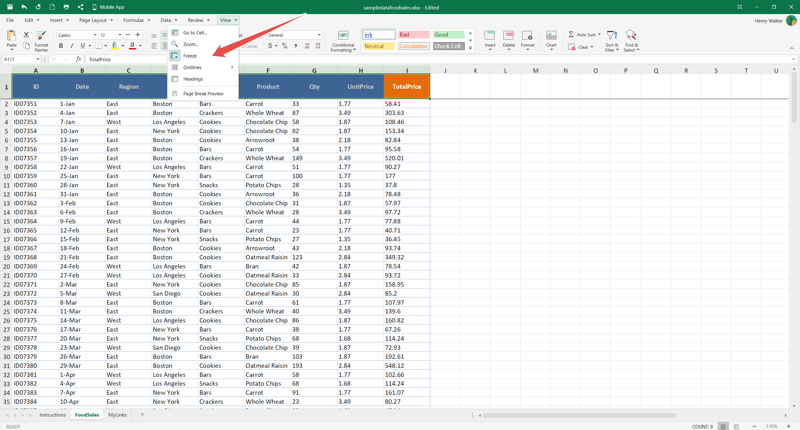 ウィンドウ枠の固定 -Microsoft ExcelOffice for Android の使い方- :倦み弛むことがあっても、足を動かし続けること