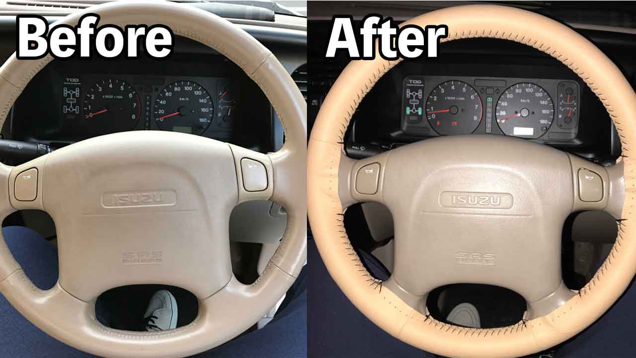 Audi S5 純正ステアリングの本革張り替え本革ステアリング張替え実例ロブソンレザー robson leather