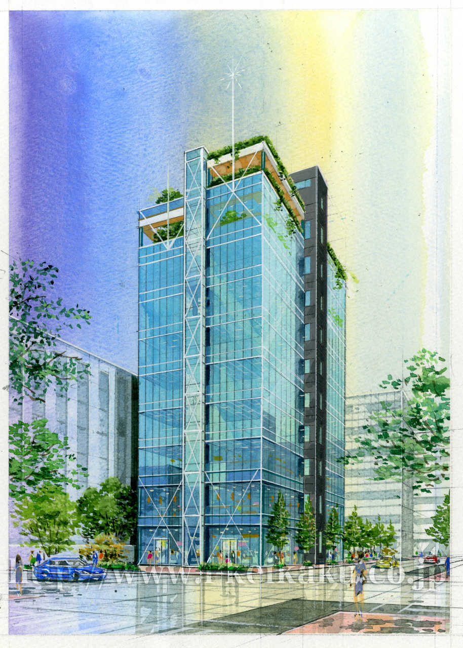 オフィスビル外観パース建築パース・CGパース制作のエークリエイト