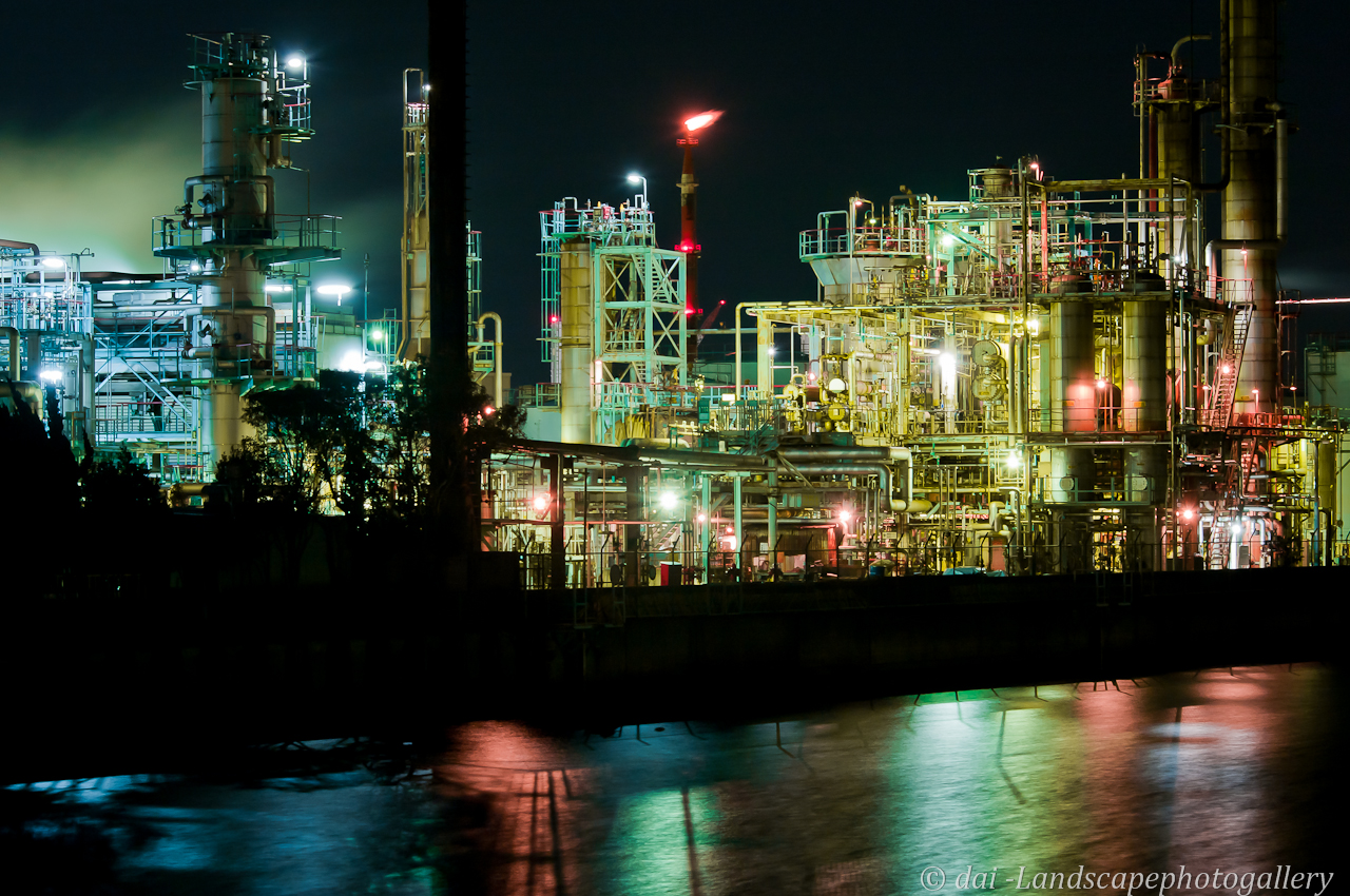千鳥運河 越しに夜光町工場夜景長秒露光night_gramnightlights千鳥町eosrpウニウニfactory_shotzfactorynightviewfactory_night_viewいい配管reflection
