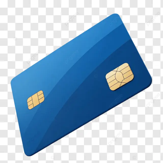 青の背景にチップが付いた黒いクレジットカード イラストPNG 無料ダウンロード - Pikbest