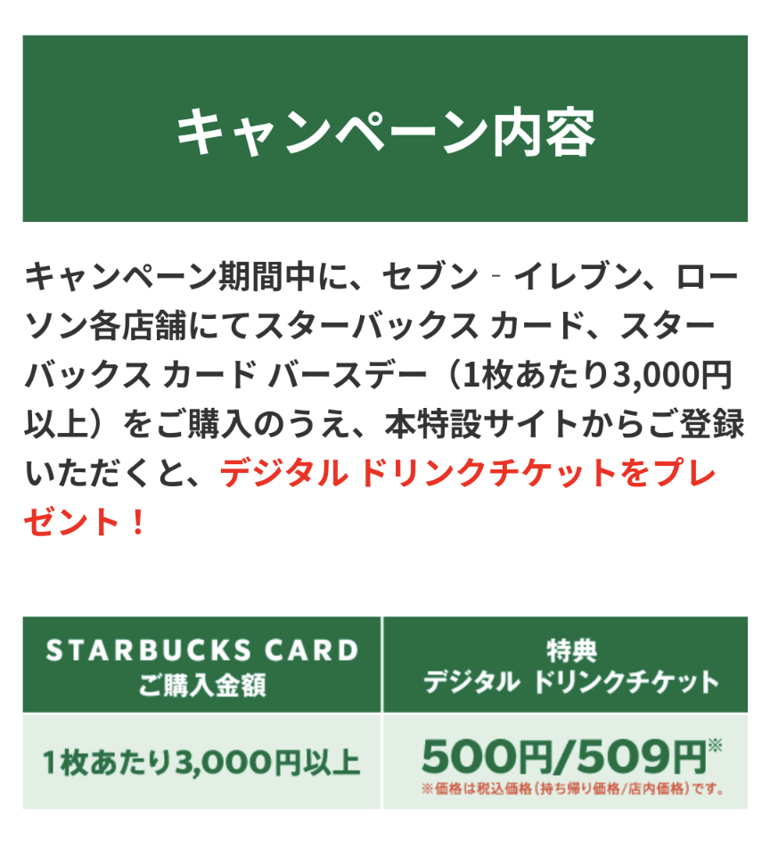 2025 1 5まで コンビニでスタバカードを買うと500円分のドリンクチケットがもらえちゃう！シティリビングWeb