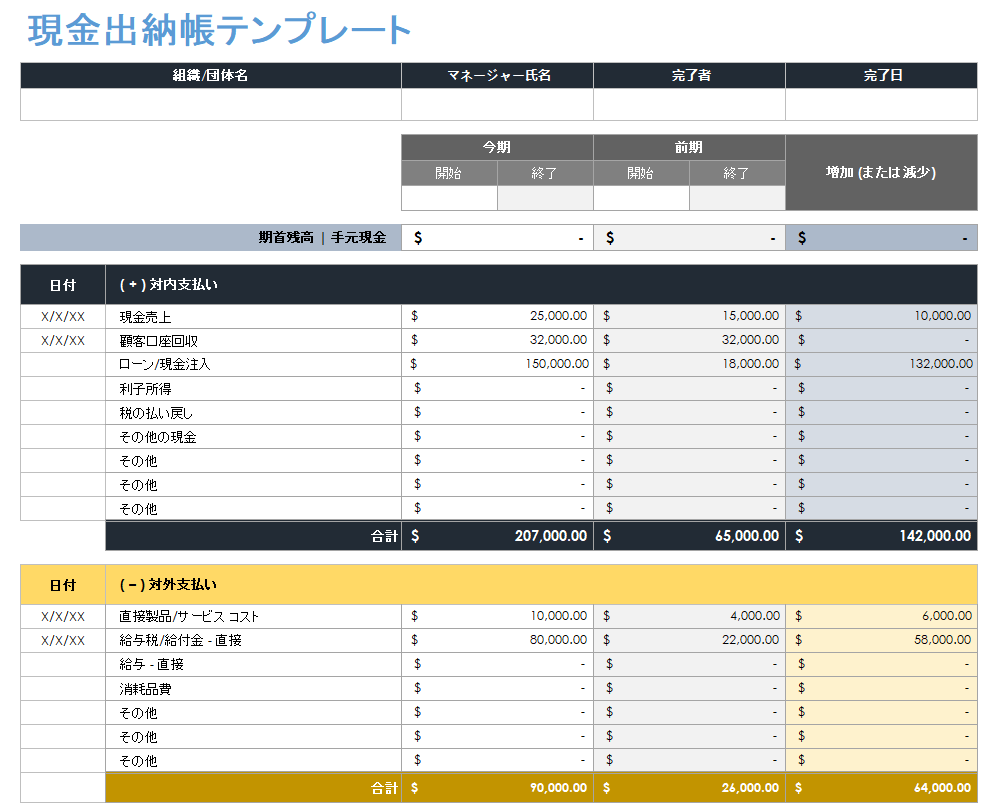 出納帳簡単に無料テンプレートをダウンロードテンプレートボックス