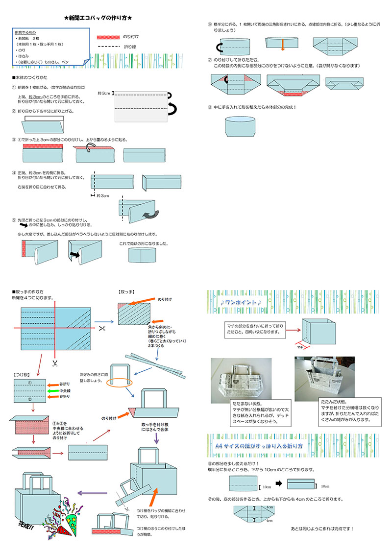 簡単♪秋田さきがけで作ろう「新聞エコバッグ」