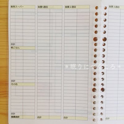 D06〛家計簿1年分✨日にち毎の支出欄＆キャッシュレス＊オリジナル家計簿 ルーズリーフ家計簿 印字無料 サイズ変更可 ノート PLANNER LIFE通販 9113243Creema クリーマ