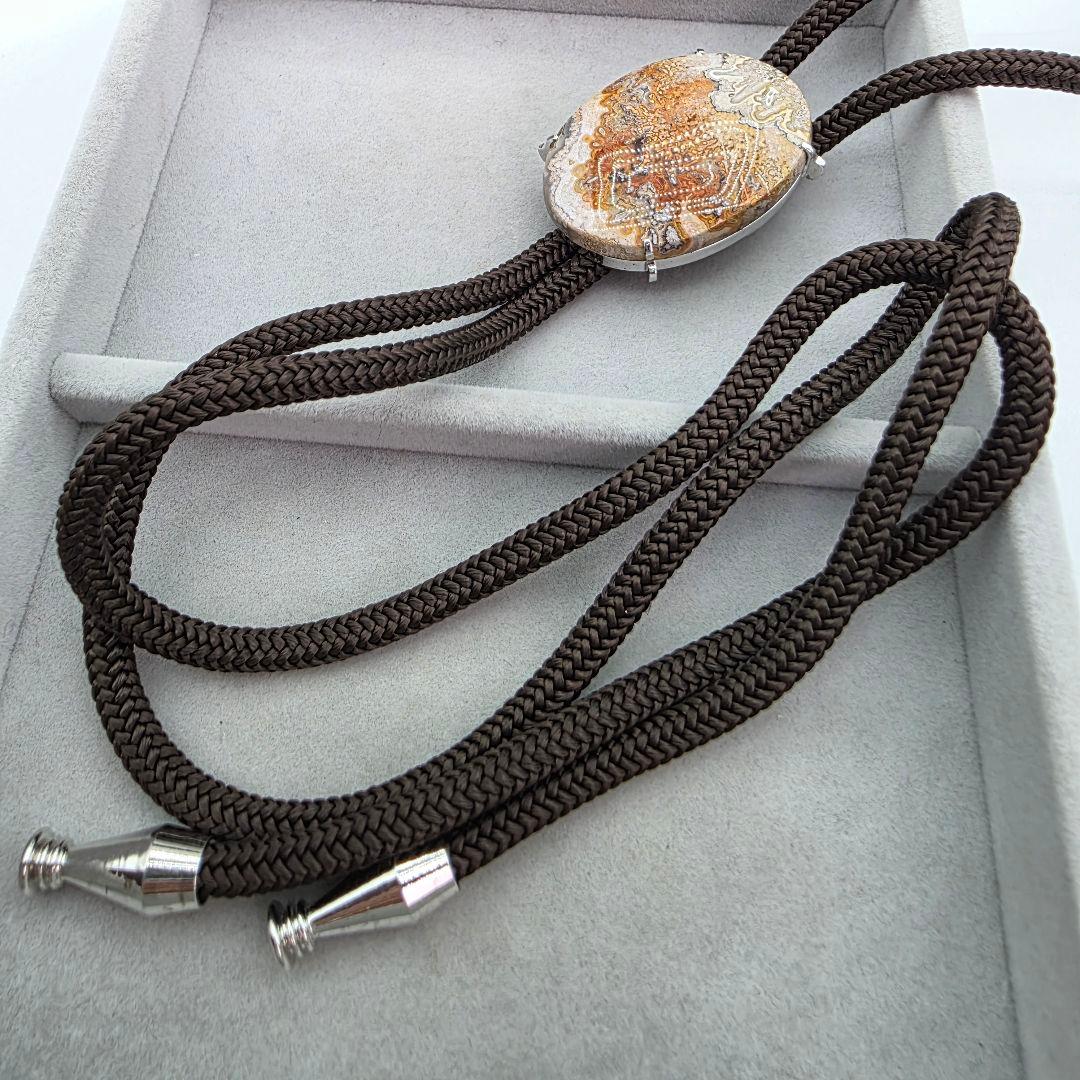 ブロンザイト ループタイ 天然石 ブラウン ヴィンテージ ループタイ・金色フレーム付き モンタナアゲート ループタイ販売 名取貴石 天然石