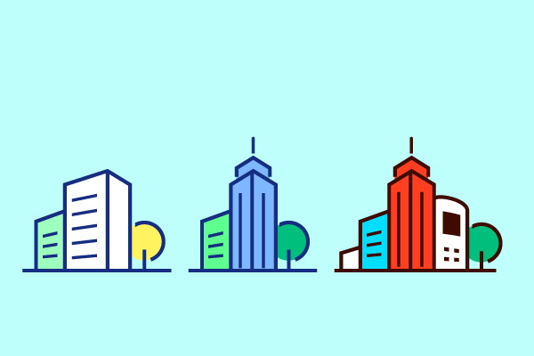 企業合併・ビルの建物の無料イラスト80046素材Good