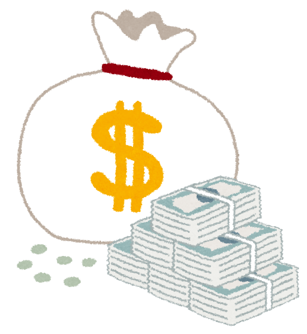 札束とコインのシルエット02無料のAi・PNG白黒シルエットイラスト