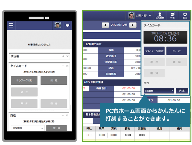 出退勤管理や勤怠管理なら、クラウド勤怠管理システムCC‐BizMate