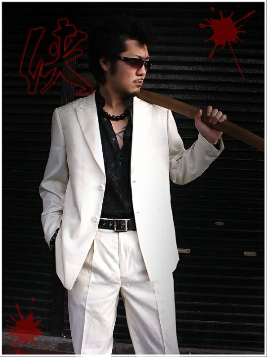 シングルスーツ ブラック ヤクザ チンピラ ホスト 成人式 二次会 オラオラ系 紳士 メンズ ファッション 上下セット 服 DJ-SU090 :悪党の店バースジャパン - 通販 - Yahoo!ショッピング