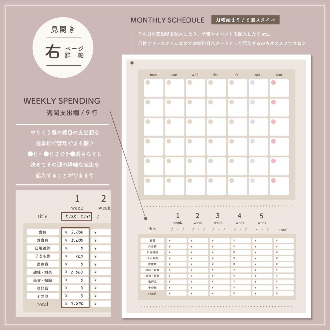 家計簿のまとめは、無印良品のバインダーで。いったりきたり