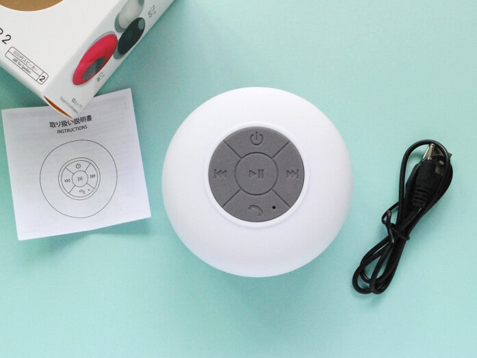 ダイソー ブルートゥーススピーカー WS001 ホワイト Bluetooth Speaker White2台つなげてステレオでも楽しめる2個セット管理a