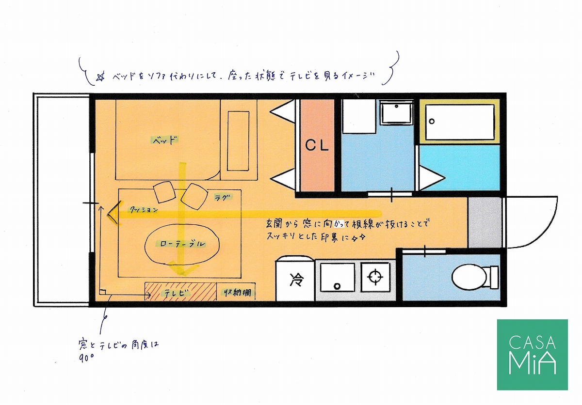 家具の配置にこだわって。お気に入りのワンルームで一人暮らしを