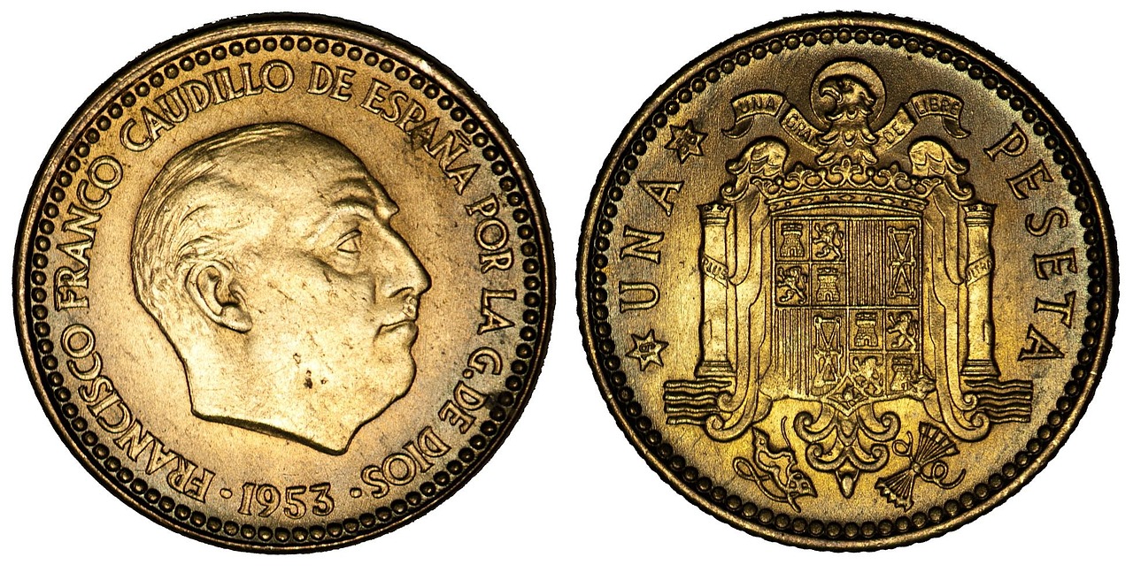 2771. 1944年 スペイン 1ペセタ 硬貨